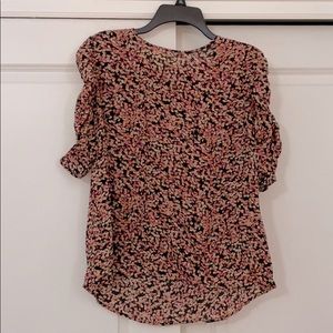 H&M Floral Short Sleeve Top with Ruching